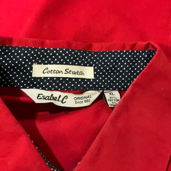 Women's Red Button Down Shirt - Picture 3 of 3